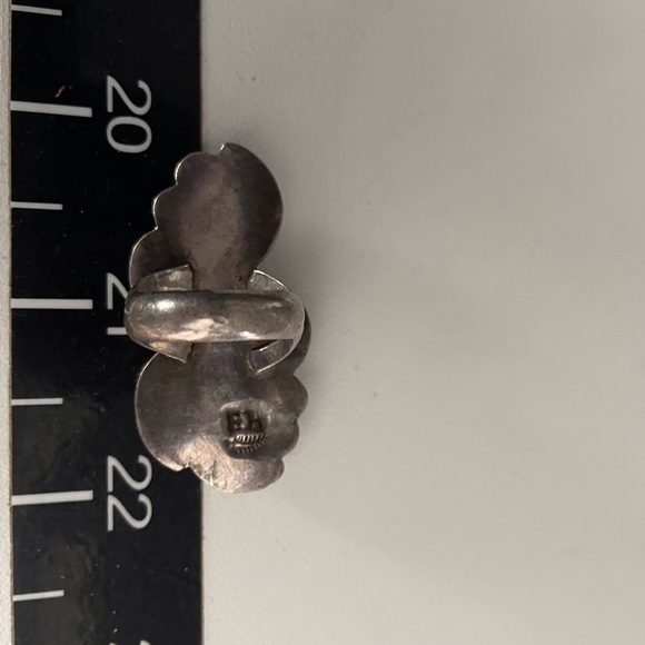 Vintage sterling silver Turquoise coral flower Navajo Ring - Picture 8 of 15